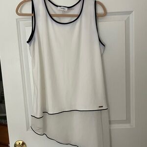 Calvin Klein White Layered Top with Black Accents